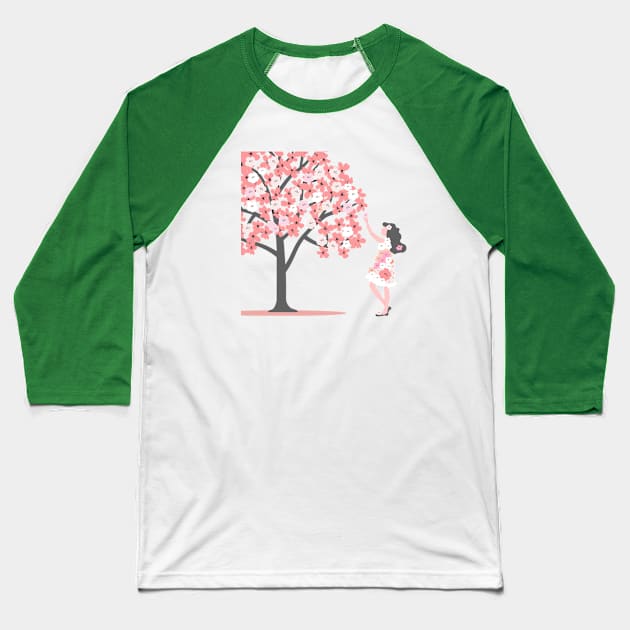 cherry blossom tree Baseball T-Shirt by zzzozzo